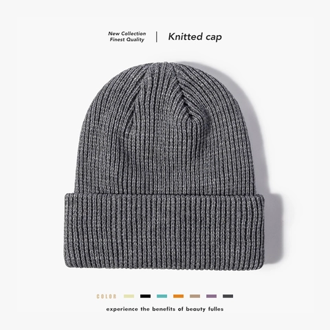 Mode Unisex Strickmütze Winter Warm Acryl Gerippt Einfarbig Umschlagmütze Täglich Outdoor Casual Slouchy Beanie Mütze