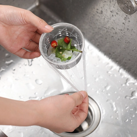 Disposable Kitchen Sink Filter Mesh Bags Elastic Strainer Bags For Food Residue Garbage Fine Mesh Anti Blocking White