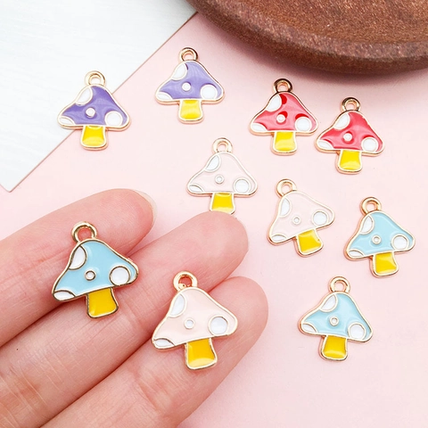 Mushroom Charms Enamel Zinc Alloy Pendants For DIY Jewelry Making Earrings Keychain Accessories Cartoon Style Cute
