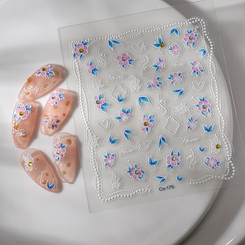 Autocollants De Nail Art En Relief 5D Motifs De Fleurs Et De Coeurs Accessoires De Manucure DIY Pour Femmes