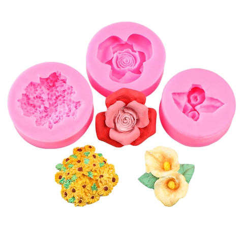 Stampo In Silicone Floreale Per Rosa Loto Calla Lily Girasole Decorazione Torte Fondente Sapone Fatto A Mano Cioccolato