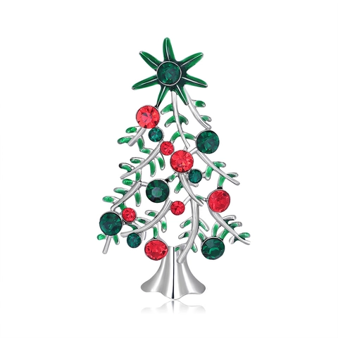 Spilla Albero Di Natale Scintillante Lega Strass Colorati Smalto Gioielli Per Feste Festive Regalo Accessori Invernali
