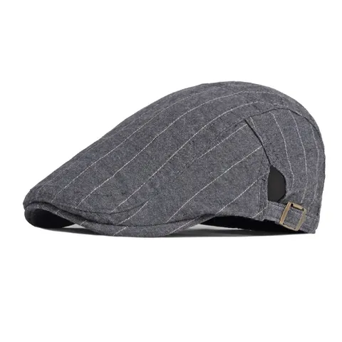 Casquette Plate Rayée Vintage 100% Coton Ajustable Respirante Retro Ivy Newsboy Chapeau Pour Hommes
