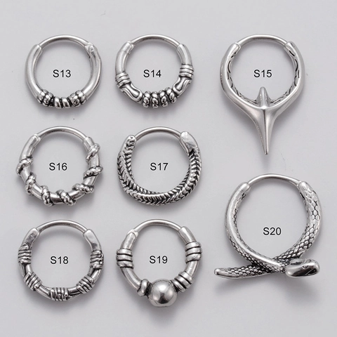 Vintage Roestvrijstalen Hoop Oorbellen Punk Goth Spike Slang Patroon Piercing Sieraden Voor Heren Dames