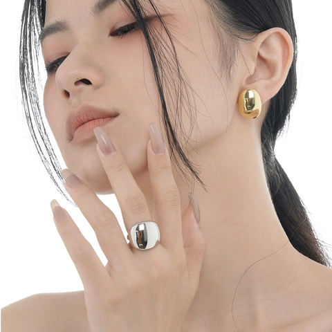 925 Sterling Zilveren Ring Voor Dames Gladde Waterdruppelvorm Gepolijst Open Verstelbaar Minimalistisch Trendy