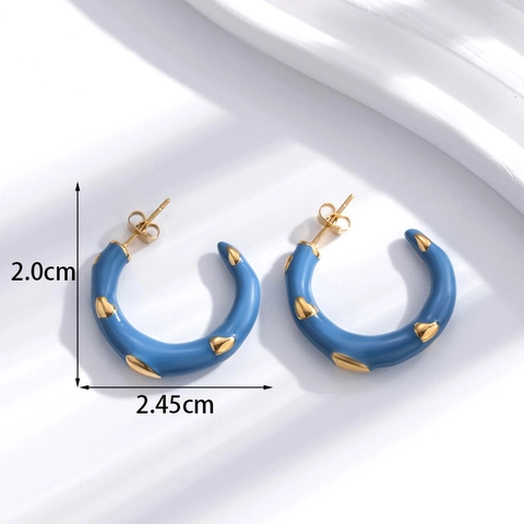 Oorbellen Voor Dames Roestvrij Staal Emaille Strass C-Vorm Waterdruppel Hartpatroon Retro Elegant Persoonlijkheid Sieraden
