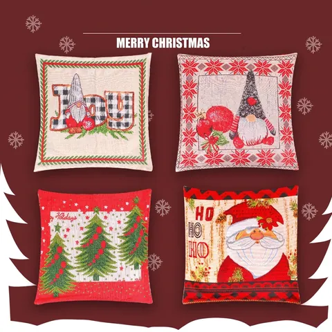 Kerst Kussensloop Sierkussenhoes Linnen Stof Kerstman Kabouter Print Decoratieve Bank Home Party Ornament Feestelijke Decor