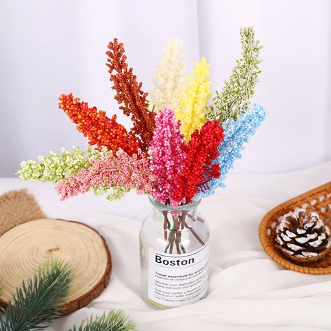 Künstliche Weizenähren Schaumbeeren Picks Bunte Weihnachtsbaumdekoration Florale Arrangements Stiel Requisiten Heimdekor