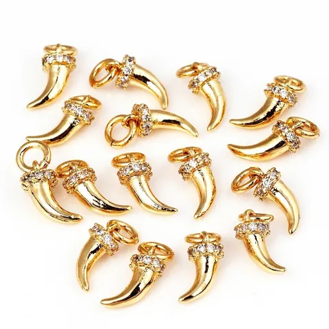 Mini Jewelry Charms Micro Pave Cubic Zirconia Pendants Gold Plated Fruit Moon Cactus Mushroom Shape DIY Craft Findings