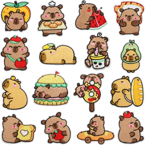 Toppe Ricamate Capybara Termoadesive Distintivi Animali Cartoni Animati Applicazioni Decorative Per Vestiti Borse Giacche