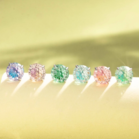 Round Cut Zircon Stud Earrings Titanium Steel Screw Back Ear Cartilage Piercing Jewelry Hypoallergenic