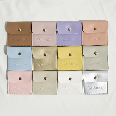 Portable PU Leather Jewelry Packaging Bags Flip Top Snap Button Organizer Pouches For Earrings Rings Necklaces Storage