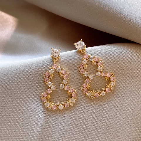 Orecchini A Lobo A Zucca Cava Con Zirconia Cubica Rosa Bianca Lega Eleganti Gioielli Wulu Per Donna Perno In Argento