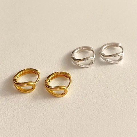 925 Sterling Silber Creolen Für Damen Minimalistische Gedrehte Doppelring Geometrische Schmuck U-Form