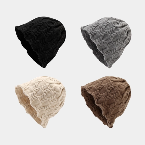 Gorro De Invierno Mujeres Hombres Retro Japonés Tejido De Trenzas Acrílico Slouchy Cálido Suave Cortavientos