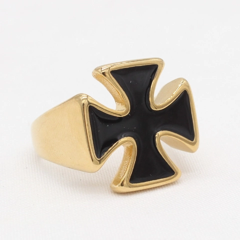 Anello Croce In Acciaio Inossidabile Vintage Smalto Nero Croce Di Ferro Stile Punk Gothic Biker Gioielli Per Uomini