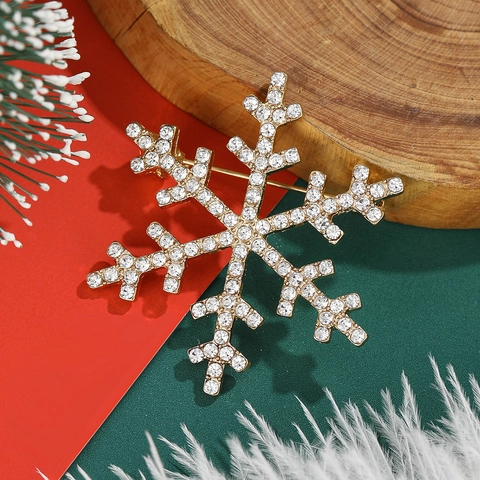 Broche De Copo De Nieve Aleación Diamantes De Imitación Navidad Invierno Accesorio De Fiesta Joyería Elegante
