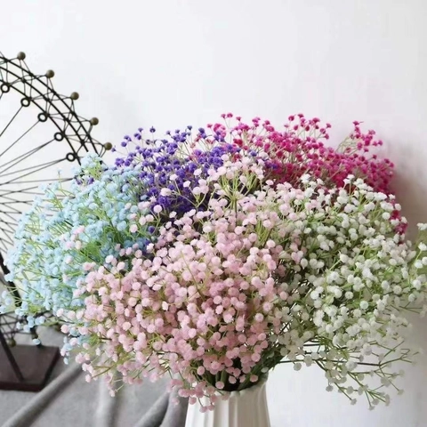 Artificial Baby's Breath Flowers Realistic Gypsophila Bouquets Satin Plastic Stems For Wedding Home Decor Arrangements