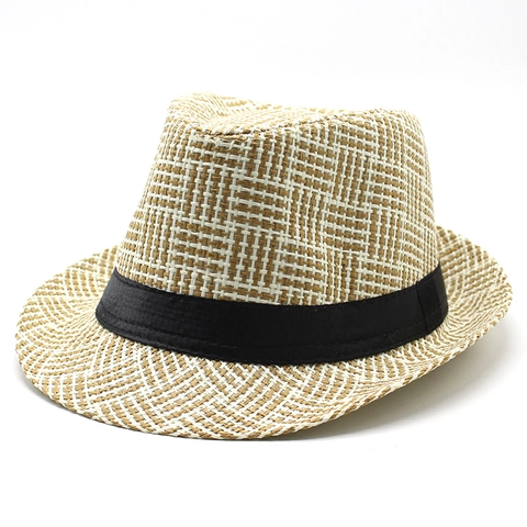 Klassischer Papierstroh Fedora Hut Atmungsaktiv Sonnenschutz Vintage Gewebtes Gitter Jazz Kappe Für Herren Damen