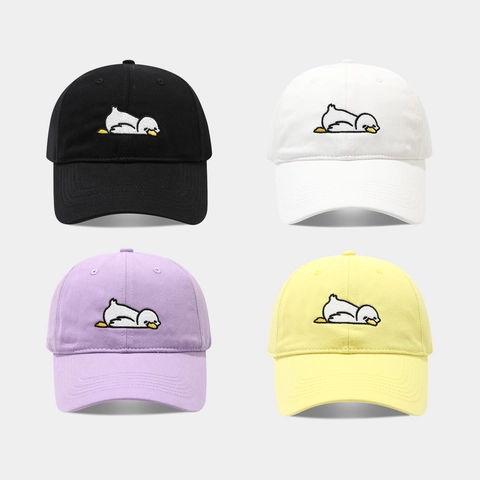 Cappellino Da Baseball In Cotone Con Ricamo Anatra Carina Regolabile Visiera Curva Cappello Da Sole Per Donna Stile Giapponese