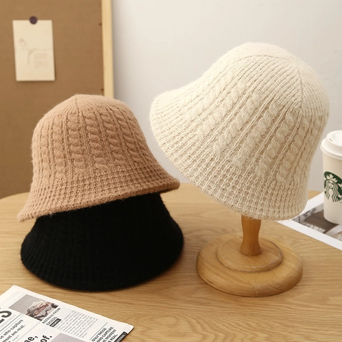 Gebreide Vissershoed Herfst Winter Warm Kabelpatroon Polyester Voor Dames Heren Casual Zacht Dik Winddicht Hoofdbedekking
