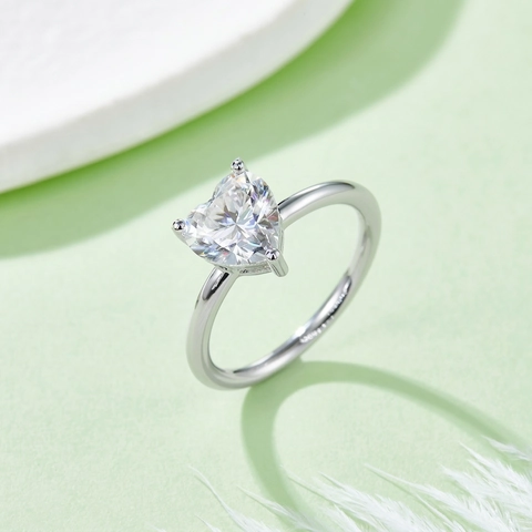 Luxury Heart Shape Moissanite Ring 925 Sterling Silver Heart Cut Engagement Wedding Finger Ring For Women Jewelry Gift