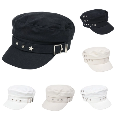 Vintage Sternnieten Baker Boy Mütze Damen Retro Flache Newsboy Kappe Baumwolle Polyester Lässig Baskenmütze Militärhut