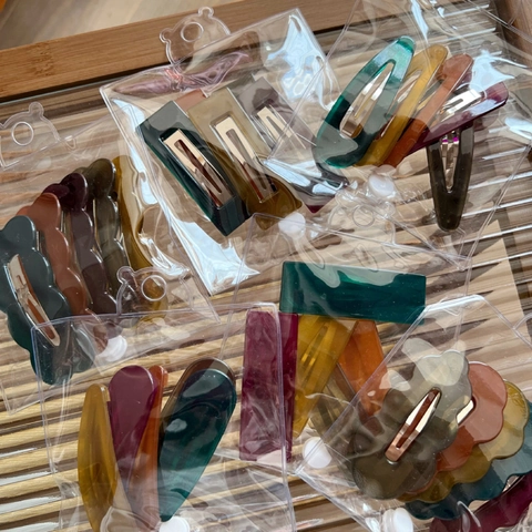 Acrylic Resin Hair Clips Jelly Texture Wave Edge Geometric Bangs Side Duckbill Clips Retro Fashion Hair Accessories Women