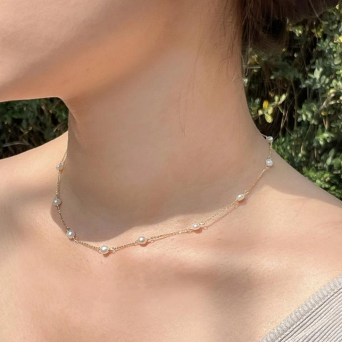 Minimalist Artificial Pearl Necklace 925 Sterling Silver Rice Bead Dainty Chain Elegant Jewelry For Women