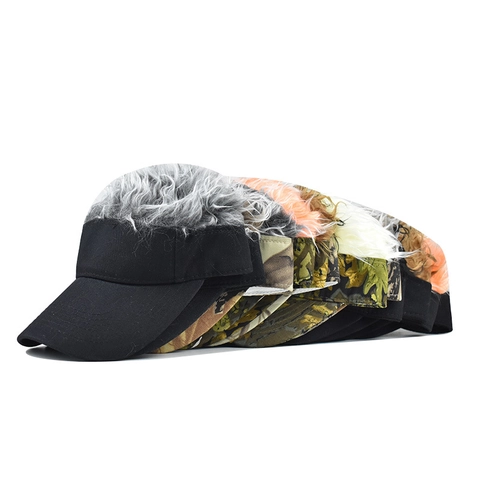 Cappello Visiera Divertente Con Parrucca Capelli A Punta Cotone Traspirante Regolabile Per Golf Festa Outdoor Uomo Donna Novità