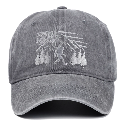 Vintage Baseball Cap Aus Waschbaumwolle Bigfoot Sasquatch Stickerei Distressed Retro Outdoor Sonnenhut Verstellbar Unisex