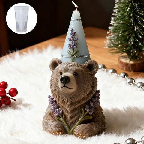 Cute Bear Party Hat Lavender Silicone Mold DIY Aromatherapy Candle Soap Plaster Resin Casting Decoration