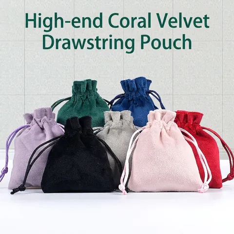 Velvet Drawstring Bag Soft Jewelry Pouch Gift Packaging Storage For Wedding Party Cosmetics Ribbon Closure Elegant