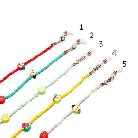 Brillenkette Mit Perlen Und Fimo Fruchtanhänger Rutschfest Buntes Schlüsselband Für Maske Und Brillen