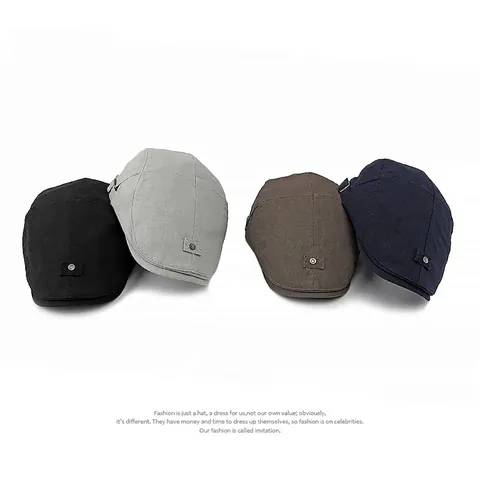 British Retro Flat Cap Linen Polyester Blend Adjustable Breathable Vintage Ivy Hat Casual For Men Women