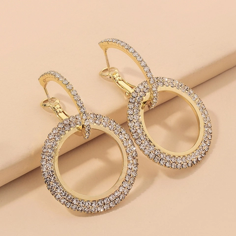 Orecchini A Cerchio Doppi Tondi Oro Rosa Con Perno In Argento Sterling 925 Lega Geometrici Per Donna