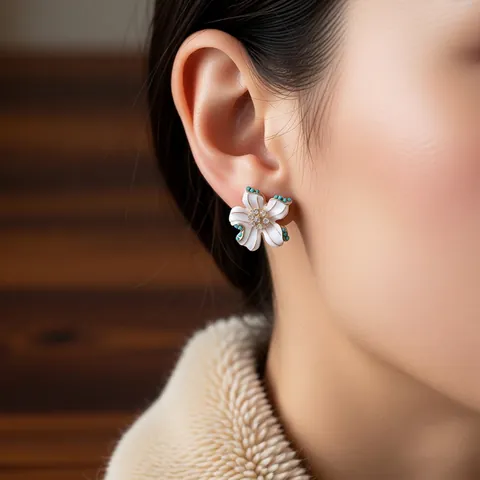 Gioielli Fiore Vintage Per Donna Lega Smalto Strass Imitazione Perla Artificial Stile Elegante Con Perno In Argento