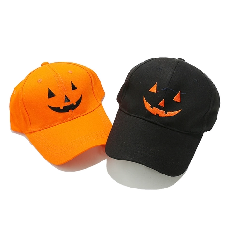 Halloween Baseballkappe Baumwolle Kürbis Jack-O-Lantern Gesicht Gebogene Krempe Verstellbar Retro Party Hut Unisex Sonnenschutz
