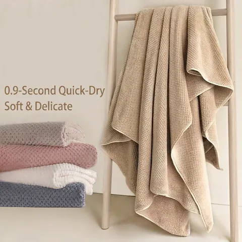 Serviette De Bain Épaissie En Velours Corail Super Absorbante Séchage Rapide Gaufre Douce Pour Salle De Bain