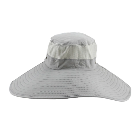 Wide Brim Bucket Hat Polyester Schnelltrocknend Atmungsaktiv Mesh Sonnenhut Outdoor Camping Wandern Angeln Faltbar Einfarbig