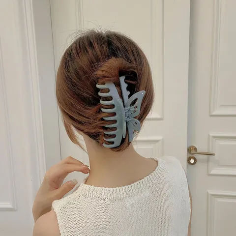 Molletta Per Capelli A Farfalla Grande Plastica Resina Opaca Lucida Accessori Per Capelli Per Donne Stile Coreano