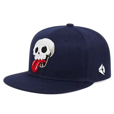 Berretto Da Baseball In Cotone Unisex Ricamo Teschio Lingua Lunga Punk Streetwear Hip Hop Snapback Cappello Parasole Regolabile