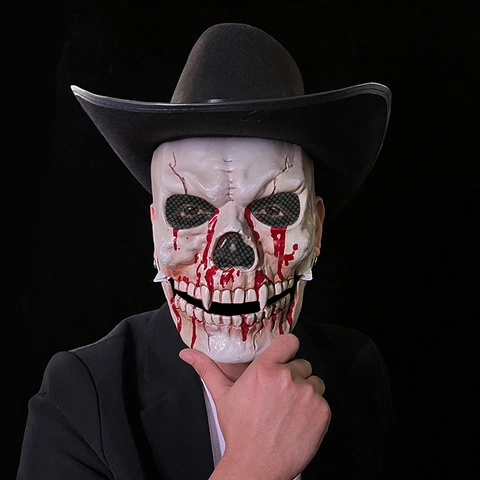 Máscara De Calavera De Esqueleto Aterradora Boca Móvil Mandíbula Plástico Realista Horror Cabeza Accesorios Disfraz Halloween