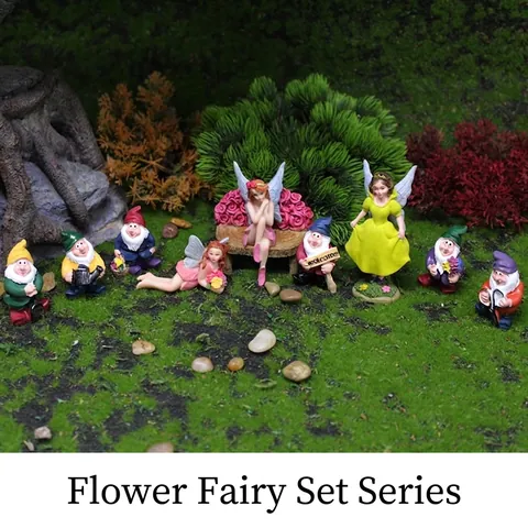 Miniature Garden Fairy And Gnome Figurines Resin Hand Painted Micro Landscape Decor Outdoor Indoor Dollhouse Ornaments