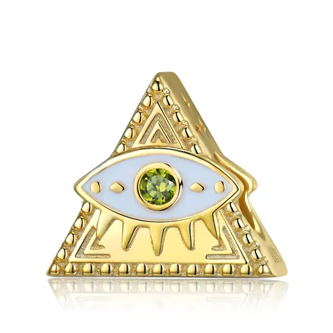 Ciondolo a Forma di Piramide con Malocchio in Argento Sterling 925 Zirconia Placcato Oro per Creazione di Gioielli Fai da Te Donna