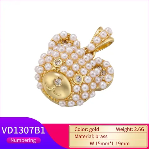 Collana Con Ciondolo A Forma Di Orso Carino Ottone Con Künstliche Perle Artificiali E Zirconia Gioielli Per Donne