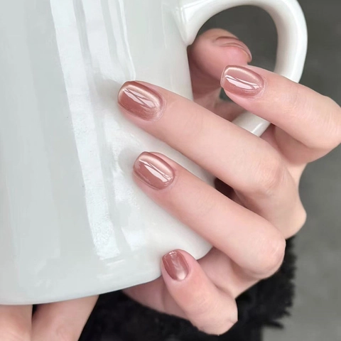 Cat Eye Press On Nagels ABS Kunststof Glinsterend Glanzend Kort Vierkant Rond Verwijderbare Kunstnagels Zoet Minimalistisch
