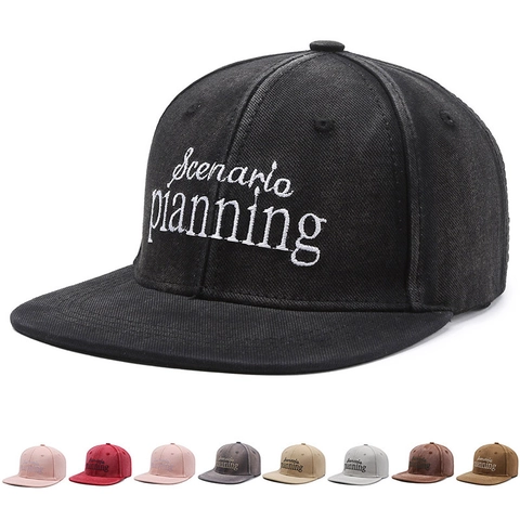 Gorra De Béisbol Snapback Retro 100% Algodón Bordado Visera Plana Ajustable Streetwear Sombrero Sol Unisex