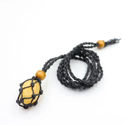 Collana Con Pendente In Pietra Naturale E Cristallo Sacchetto A Rete Intrecciato A Mano Catena Regolabile Gioielli