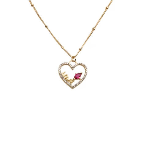 Collana Con Pendente A Cuore Amore Rame Zirconia Intarsiata Gioielli Romantici Regalo Per Donne Elegante Catena Satellite